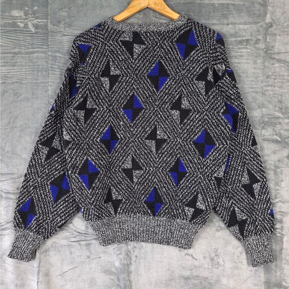 Mens Sweater Medium Vintage Pullover Geometric Grandpa Cosby‎ Dad Classic 90s - Picture 7 of 7